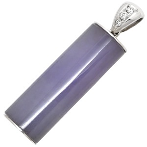 ペンダントトップ ラベンダーヒスイ ダイヤ K18WG シルバー 翡翠 紫 ジェダイト ミックスカボションカット 四角 ネックレストップ 18K 18金 中古