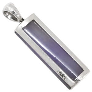 ペンダントトップ ラベンダーヒスイ ダイヤ K18WG シルバー 翡翠 紫 ジェダイト ミックスカボションカット 四角 ネックレストップ 18K 18金 中古