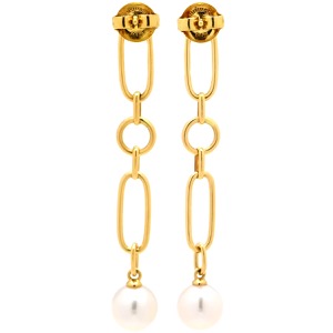 ミキモト ピアス M Code K18YG ゴールド Mコード あこや パール 真珠 PE-1733PK 中古