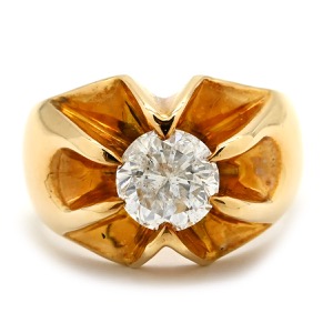 リング 指輪 ダイヤ リング K18YG ゴールド 1石 1粒 18K YG  中古