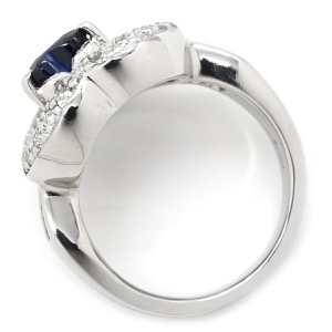 リング 指輪 ブルーサファイア ダイヤリング Pt900 シルバー 青 ハート 中古