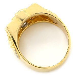 リング 指輪 ブルーサファイア ルビー ダイヤ 印台リング K18YG ゴールド 青 ブルー スクエア 馬 スクエアバケットミックスカット  中古