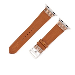 エルメス 腕時計パーツ 純正 アップルウォッチ 38 40 41 mm用 ナイロン ブラウン 新品未使用 トワルアッシュ ベルト ゴールド 32ｍｍ 尾錠付き  中古