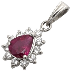 ペンダントトップ ピンクサファイア ダイヤ  Pt850 シルバー ネックレストップ   中古