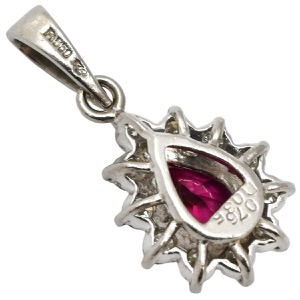 ペンダントトップ ピンクサファイア ダイヤ  Pt850 シルバー ネックレストップ   中古