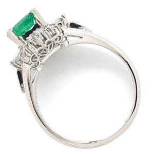 リング 指輪 エメラルド ダイヤモンド リング Pt900 シルバー グリーン 緑 スクエア  中古