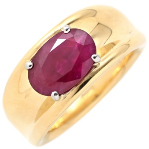 リング 指輪 ルビー リング K18YG ゴールド レッド 赤 ビルマ産  中古
