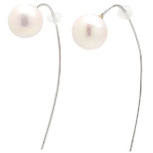 ピアス 淡水パールピアス K18WG ホワイト 白 1粒 1P Au750 18K 18金 真珠 中古