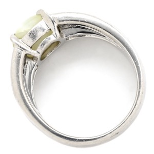 リング 指輪 キャッツアイ ダイヤリング Pt900 シルバー 猫目石 シャトヤンシー 中古