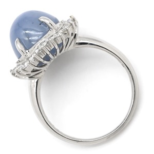 リング 指輪 スターサファイア ダイヤリング Pt900 シルバー 青  中古