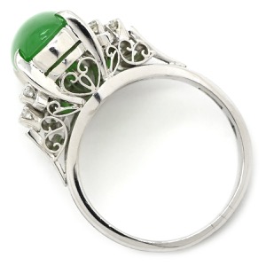 リング 指輪 ヒスイ ダイヤリング Pt900 シルバー 翡翠 グリーン PM900  中古