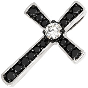 ペンダントトップ クロス ダイヤ K18WG ゴールド 黒 十字架 ネックレストップ  中古