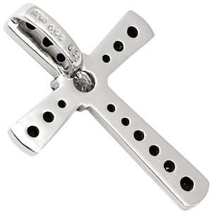 ペンダントトップ クロス ダイヤ K18WG ゴールド 黒 十字架 ネックレストップ  中古
