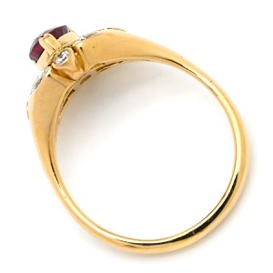 リング 指輪 ルビー ダイヤ リング K18YG ゴールド Au750 18K 18金 レッド 赤  中古