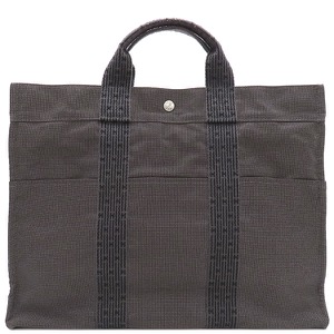 エルメス トートバッグ エールライントート MM  キャンバス グレー 鍵・カデナ欠品  中古