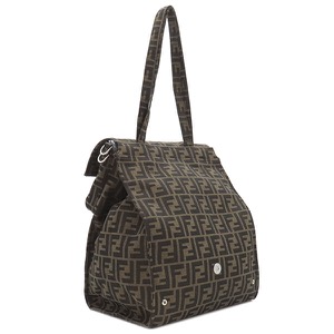 フェンディ ショルダーバッグ ズッカ バゲット フォールダブル キャンバス ブラウン 茶 フラグメントコラボ ハンドバッグ トート  8BH418 中古