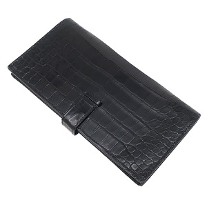 エルメス 長財布 ベアンスフレ アリゲーター ブラック 黒 クロコ 二つ折り財布  中古