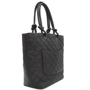 シャネル トートバッグ カンボンライン ミディアム レザー ブラック 黒 ピンク キルティング ココマーク A25167 中古