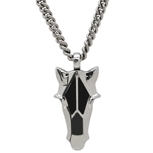 エルメス ネックレス デストリエ ホースヘッド バッファローホーン ブラック 黒 グレー 馬モチーフ  中古