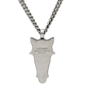 エルメス ネックレス デストリエ ホースヘッド バッファローホーン ブラック 黒 グレー 馬モチーフ  中古