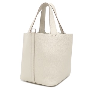 エルメス ハンドバッグ ピコタンロック MM  トリヨンクレマンス グレー未使用 オフホワイト  中古