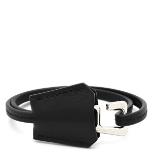 エルメス ブレスレット クロシェット レザーブレス メタル ブラック #T3 中古