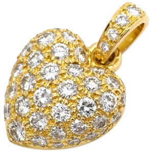 カルティエ ペンダントトップ ハート パヴェ K18YG ゴールド ネックレストップ  中古