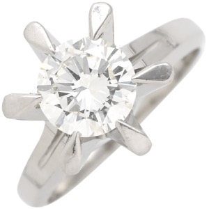 リング 指輪 ダイヤ 立爪リング Pt900 シルバー 1石 1粒  中古