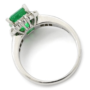 リング 指輪 エメラルド ダイヤモンド リング Pt900 シルバー グリーン 緑 スクエア  中古