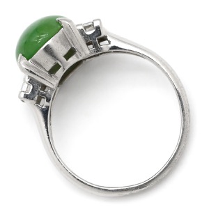 リング 指輪 ヒスイ ダイヤリング Pt900 シルバー 翡翠 グリーン  中古