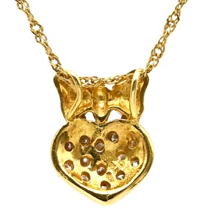 ネックレス ハート リボン ダイヤペンダント K18YG ゴールド 750 18K   中古