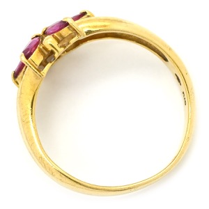 リング 指輪 ルビーリング K18YG ゴールド レッド 赤 マーキスカット フラワー 中古