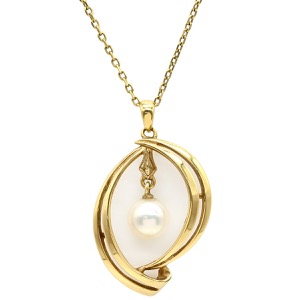 ミキモト ネックレス アコヤパールネックレス K14YG ゴールド MIKIMOTO 1P 一粒 真珠 Au585 14K 14金 あこや  中古