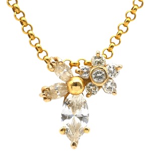 ネックレス ダイヤペンダント K18YG ゴールド 750 18K フラワーモチーフ  中古