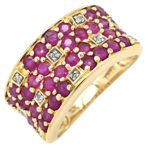 リング 指輪 ルビー ダイヤリング K10YG ゴールド レッド 赤  中古