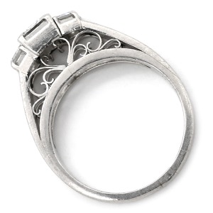 リング 指輪 バゲットカット ダイヤリング Pt900 シルバー 中古