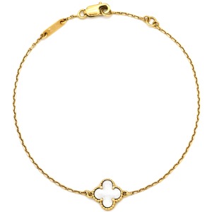 ヴァンクリーフアーペル ブレスレット スウィート アルハンブラ  K18YG ホワイト ゴールド 白 Au750 18K 18金 シェル  VCARF68800 中古