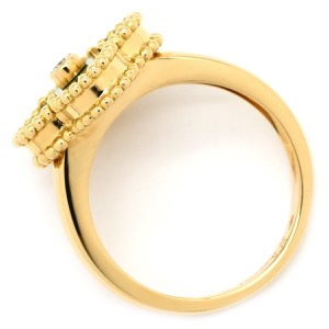 ヴァンクリーフアーペル リング 指輪 ヴィンテージ アルハンブラ K18YG グリーン #55(JP15) Au750 18金 ダイヤ1P  VCARO3QM55 中古