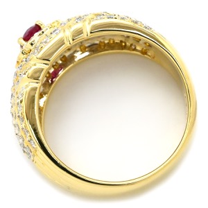 リング 指輪 ルビー ダイヤリング K18YG ゴールド レッド 赤  中古