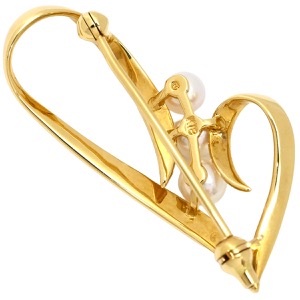 ミキモト ブローチ パールブローチ K18YG ゴールド 18K 18金 750 ハート イエローゴールド  中古