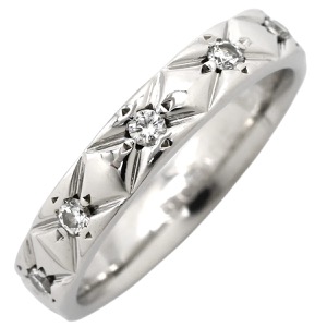 シャネル リング 指輪 マトラッセ Pt950 シルバー #48 プラチナム 10P 10石 10粒 フルダイヤ キルティング ミディアムモデル 中古