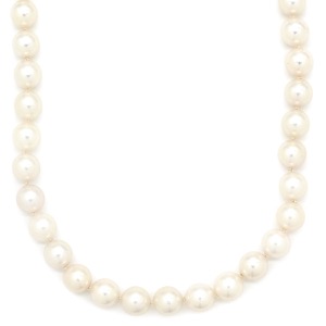 ネックレス パール ペンダント パール ホワイト 真珠 シルバー ラウンドシェイプ フォーマル 一連 ワンタッチ 花カン あこやパール 中古