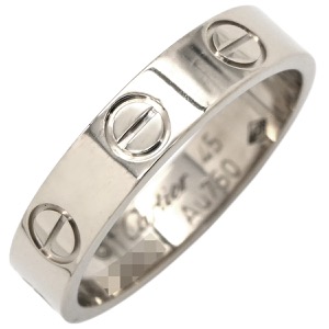 カルティエ リング 指輪 ラブリング スモールモデル K18WG シルバー #45 LOVE Ring ホワイトゴールド Au750 18K 18金 ミニサイズ ピンキー  中古