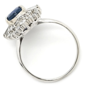 リング 指輪 ブルーサファイア ダイヤリング Pt900 シルバー 青  中古