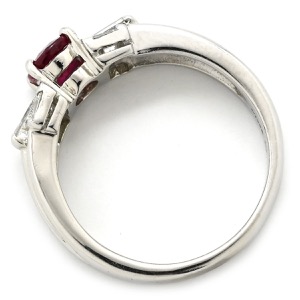 リング 指輪 ルビー ダイヤリング Pt900 シルバー レッド 赤  中古