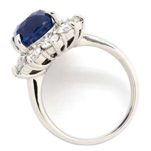 リング 指輪 ブルーサファイア ダイヤリング Pt950 シルバー 青 スリランカ産  中古