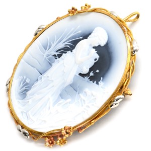 ブローチ カメオ K18YG ゴールド 彫刻 ペンダントトップ F.W.Klein 中古