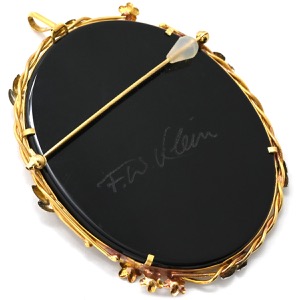 ブローチ カメオ K18YG ゴールド 彫刻 ペンダントトップ F.W.Klein 中古