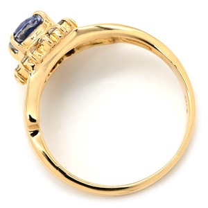 リング 指輪 ブルーサファイア ダイヤリング K18YG ゴールド 青 18K 750 YG  中古
