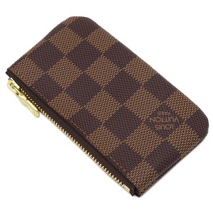 ルイヴィトン コインケース カードキーケース ポシェット クレ ダミエキャンバス ブラウン 茶 キーチェーン付き N62658 中古